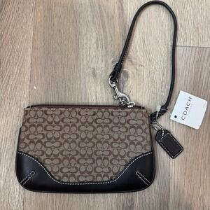 Vintage Y2K Coach Signature Small Wristlet Wallet Khaki Brown Small C's NWT